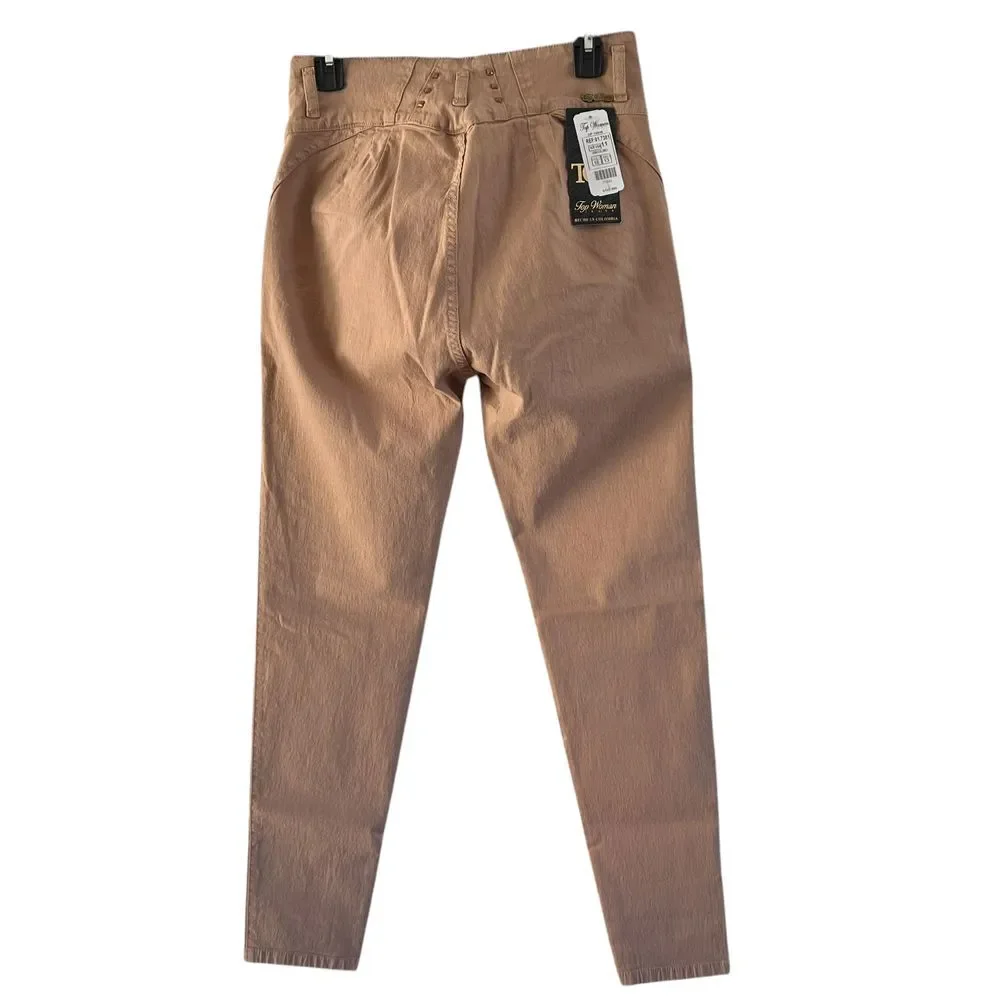 Top Women Khaki High-Waisted Pants No Pockets Size 11 Stretch fabric Casual wear